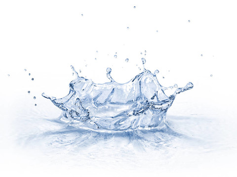 水頂飛濺；白色背景隔離。