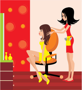 在美容院的女人