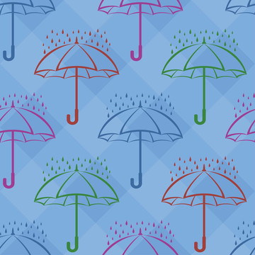 雨下傘；背景；無縫