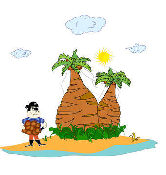 一個棕櫚樹島上的海盜