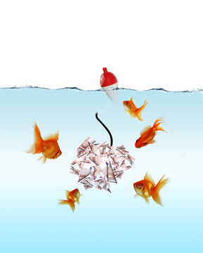 游泳金魚和金錢符號