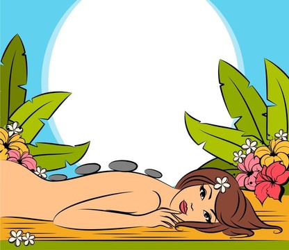 女孩在她的水療會議。