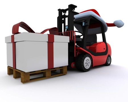 帶圣誕禮品盒的叉車(chē)