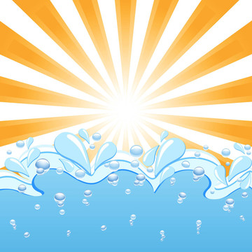 一個(gè)用波浪和水滴畫(huà)太陽(yáng)的圖