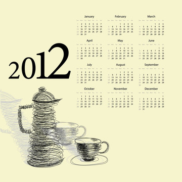日歷為2012。