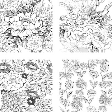 套花無(wú)縫圖案