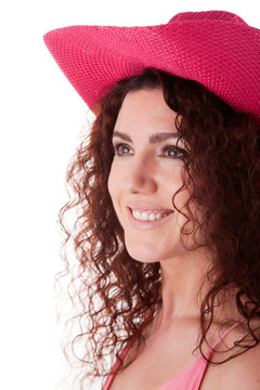漂亮女人與Pink Hat