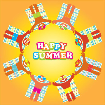快樂的夏天海灘的人