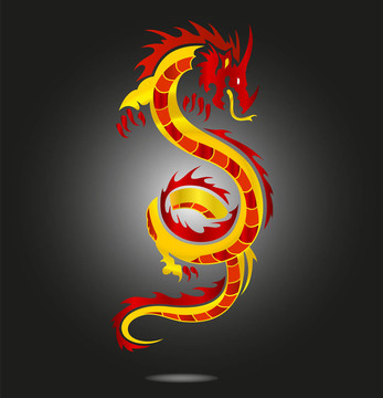 亞洲龍標志紅色孤立