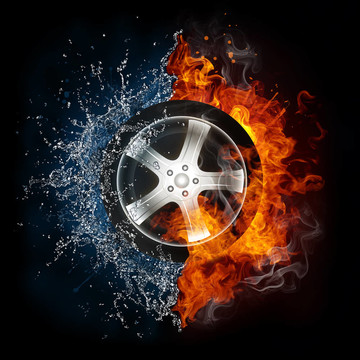 火焰和水上的車(chē)輪