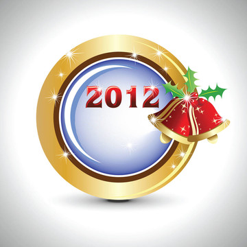 新年2012金閃亮按鈕圣誕鐘聲。