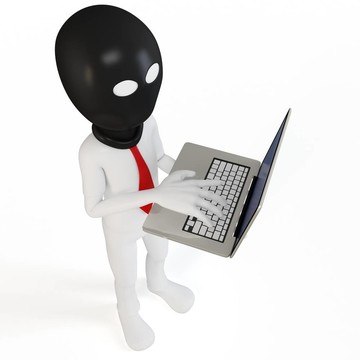 3D男子黑客與筆記本電腦