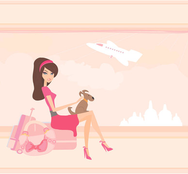 帶行李的美女旅行女孩