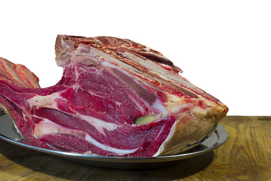 生紅肉白底