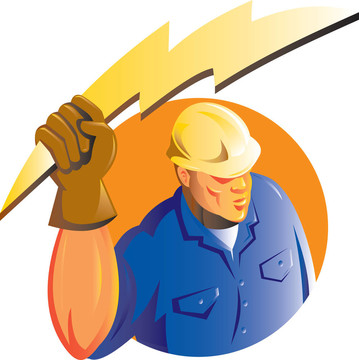 建筑工人電工閃電