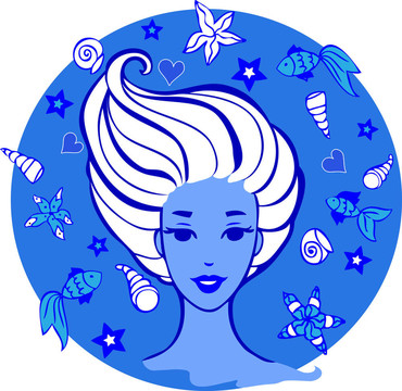 海洋生物中的年輕女性