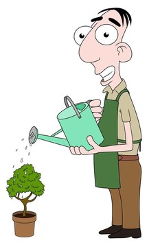 花店的植物澆水