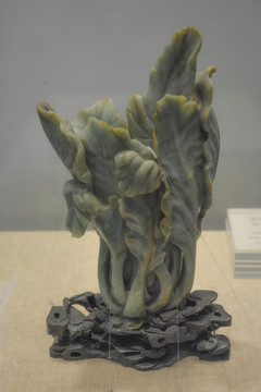 清代翠白菜式花插
