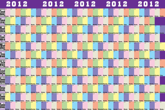 年度規(guī)劃師2012與每周的每一天的顏色