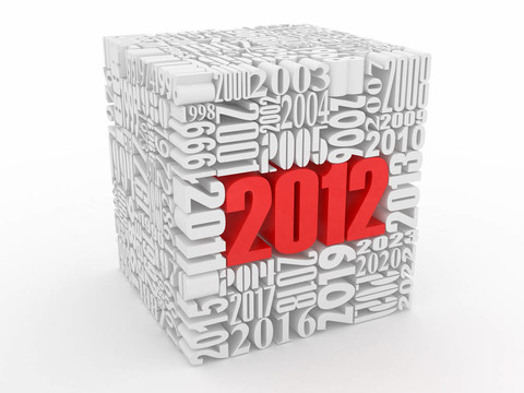新年2012。由數(shù)字組成的立方體