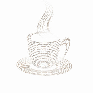 用詞組成的咖啡杯
