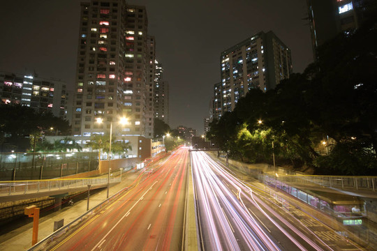 夜間高速公路交通現(xiàn)代化城市；香港