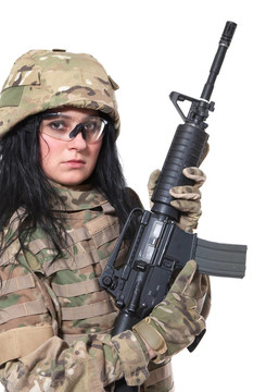 漂亮的陸軍女孩步槍