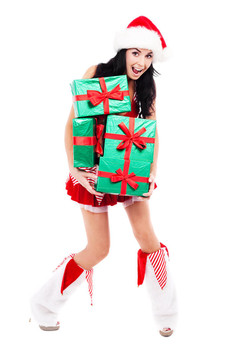 打扮成Santa的女孩
