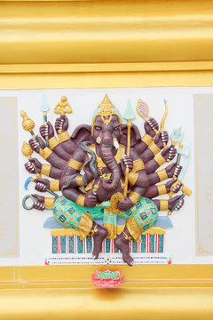 顏色鮮艷的伽內(nèi)什形象；愈合；Chachoengsao；泰國