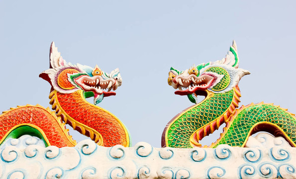 中式風格的裝修和粉刷；WatSamarn；Chachaengsao；泰國