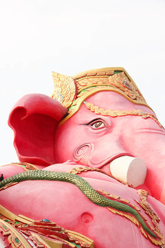 Ganesh粉紅色的Wat Samarn形象；Chachoengsao；泰國(guó)。