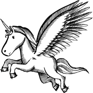 素描獨(dú)角飛馬向量