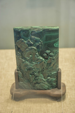 清代孔雀石山水人物