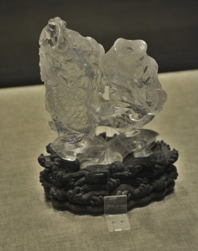 清代水晶雙魚花插