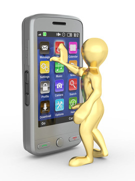 帶手機的男人。3d