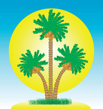 棕櫚樹和島。天
