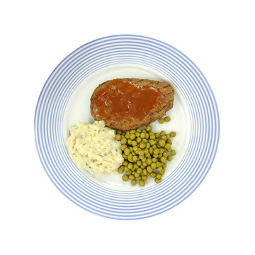 肉餅土豆和豌豆板
