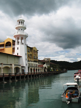 在Langkawi港的燈塔；馬來(lái)西亞