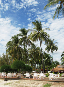 在沙灘上Langkawi島的馬來西亞餐廳；