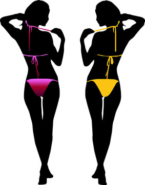 Bikini的女人剪影