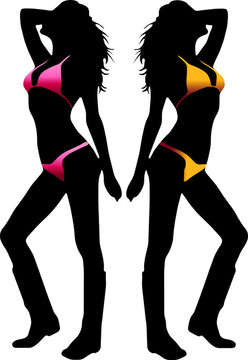 Bikini的女人剪影