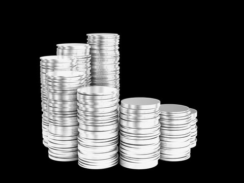成長：銀幣堆疊螺旋形