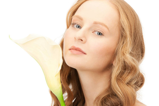 美麗的女人calla flower