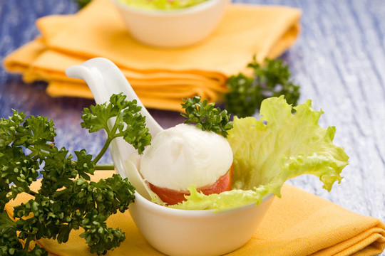 番茄和Mozzarella的勺子