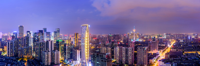 俯瞰成都市中區(qū)夜景全景接片