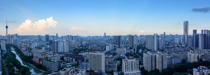 俯瞰成都市中區(qū)四川電視塔全景