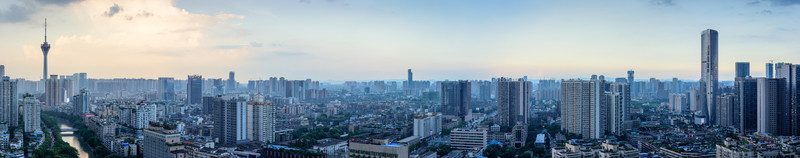 俯瞰成都市中區(qū)四川電視塔全景