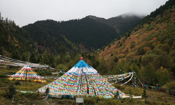 藏鄉(xiāng)景色經(jīng)幡