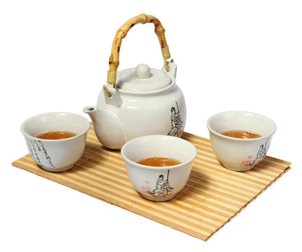 白色中國(guó)茶具