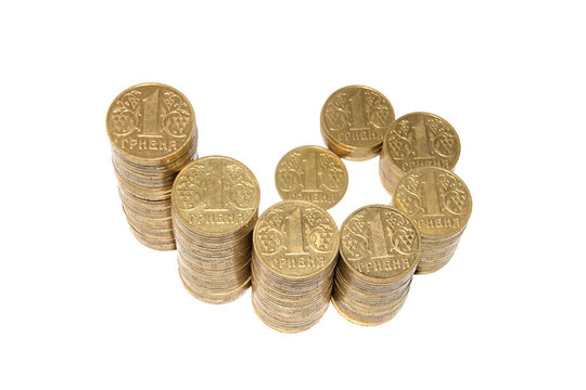 烏克蘭硬幣；金字塔。（隔離的）